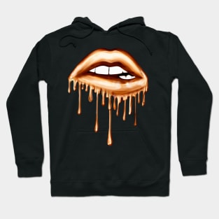 Metallic Dripping Orange Lips Hoodie